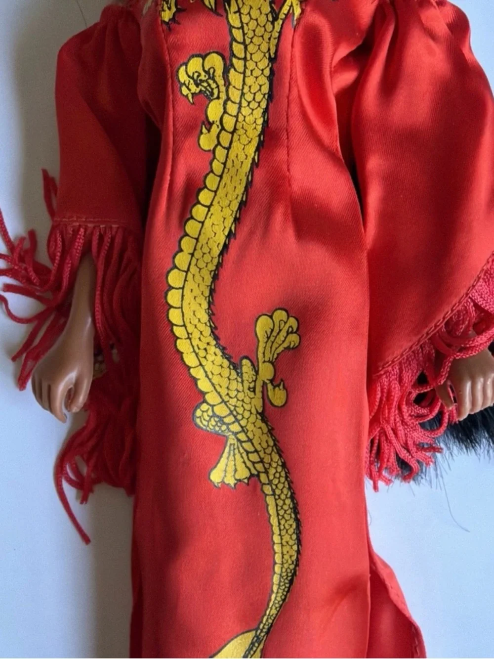 Vintage Mego Cher Doll with Bob Mackie Dragon Dress and Original Out & Shoes